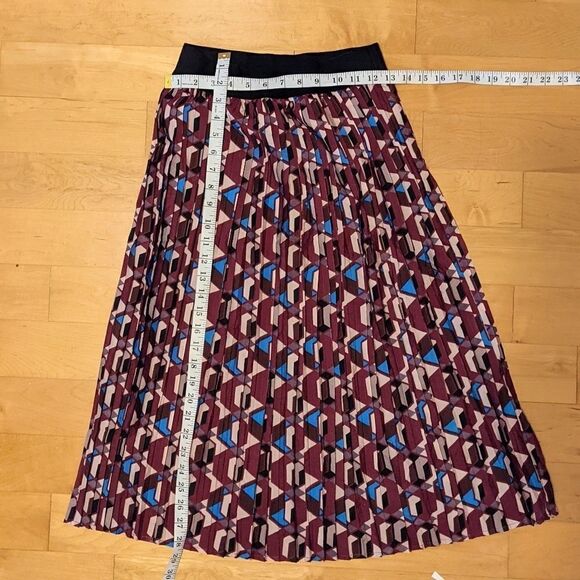 MARK pleated midi skirt abstract geometric graphic XS @G - Picture 8 of 8